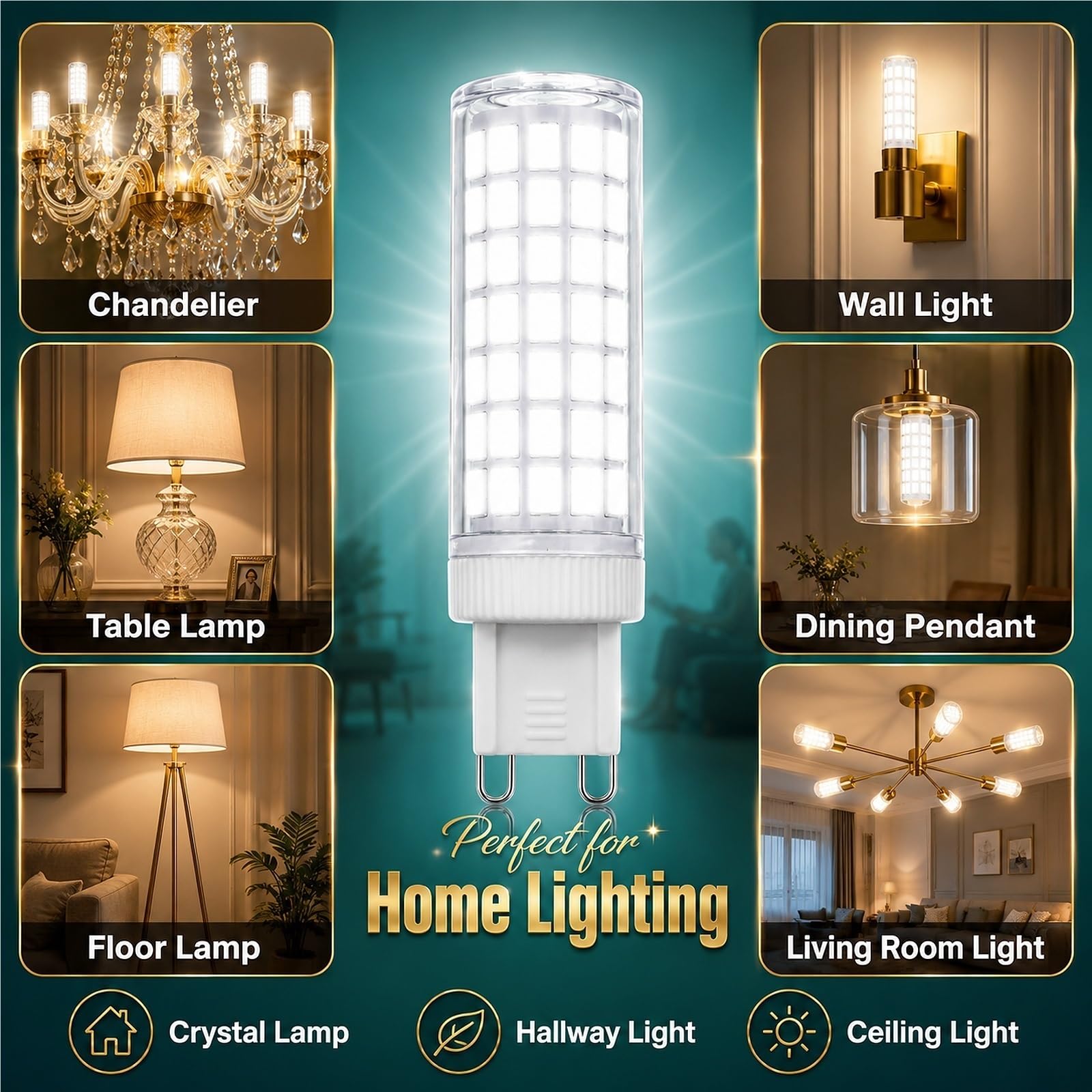 Bombilla LED G9 Maíz,15W Equivalente 150W Halógena,alto Brillo,Sin Parpadeos,no Regulables,IRC80+,iluminación Habitual Para El Hogar(Neutral White 4000K,8 Pack)
