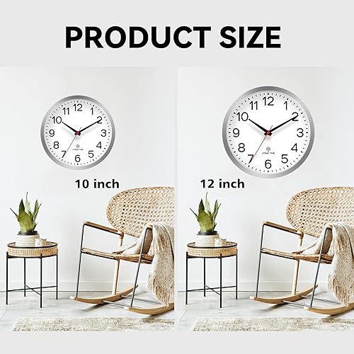 Miniatura 221 de AKCISOT Reloj de pared, moderno y pequeño, funciona con pilas, de 8 pulgadas, silencioso, analógico, clásico, para oficina, hogar, baño, cocina