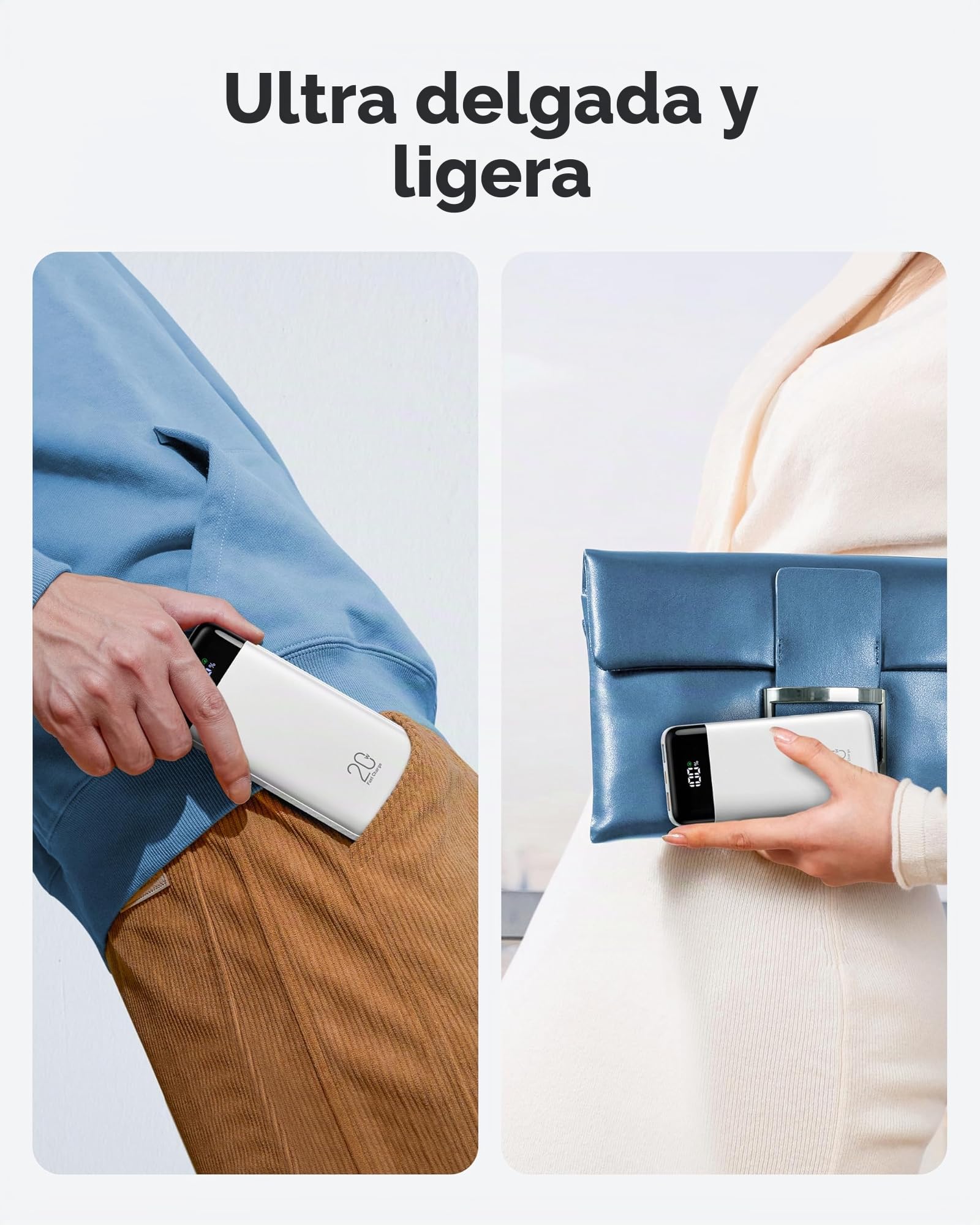 Charmast Banco de energía con Cables Integrados, Carga rápida de 20000 mAh, 22,5 W, PD QC, Cargador portátil USB C Compatible con iPhone 17/16/15/14, iPad, teléfonos Android (Blanco)