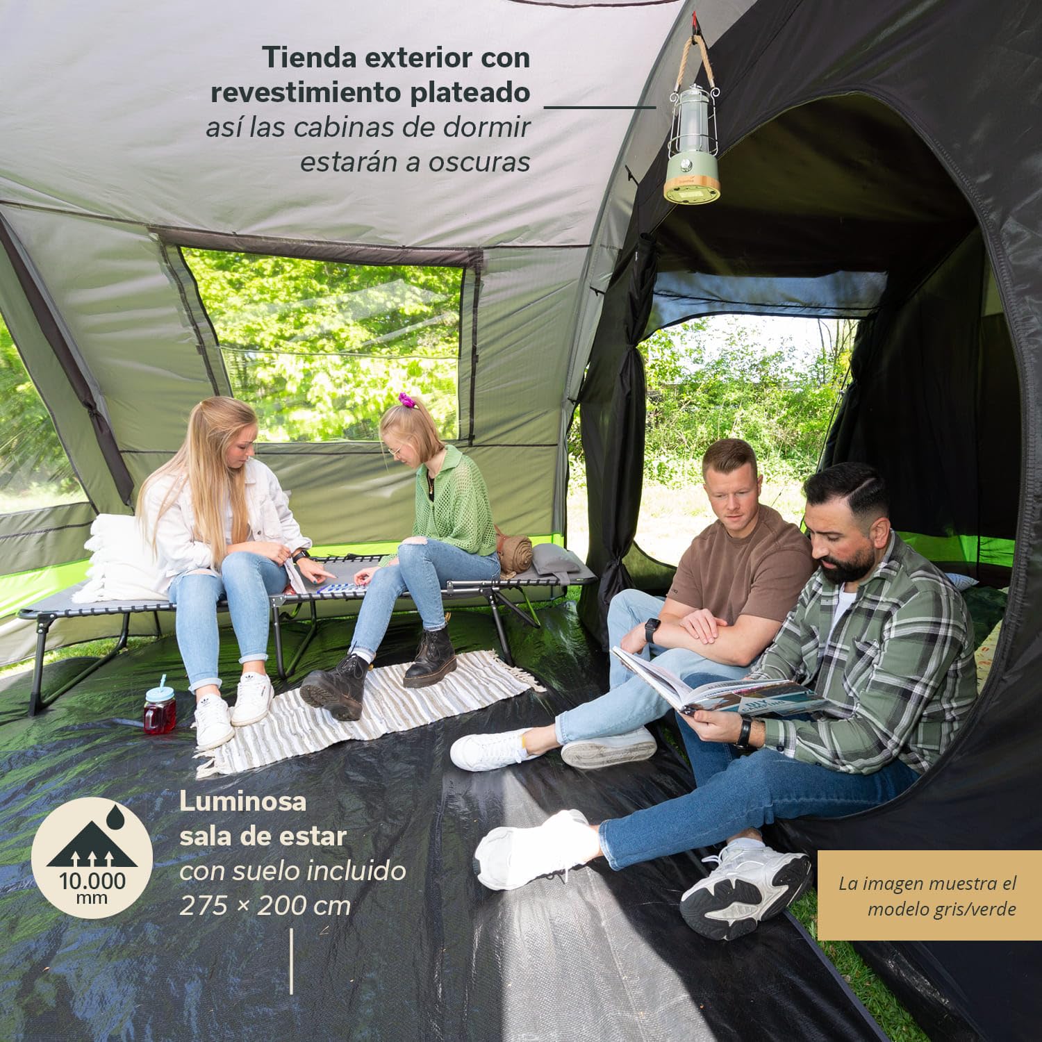 Skandika Kambo - Tienda de campaña Tipo túnel - 4 Personas - Columna de Agua de 3000 mm - 3 entradas - toldo