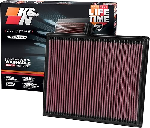 K&N - Filtro de aire para motor. Filtro de repuesto de alto rendimiento, prémium, lavable.