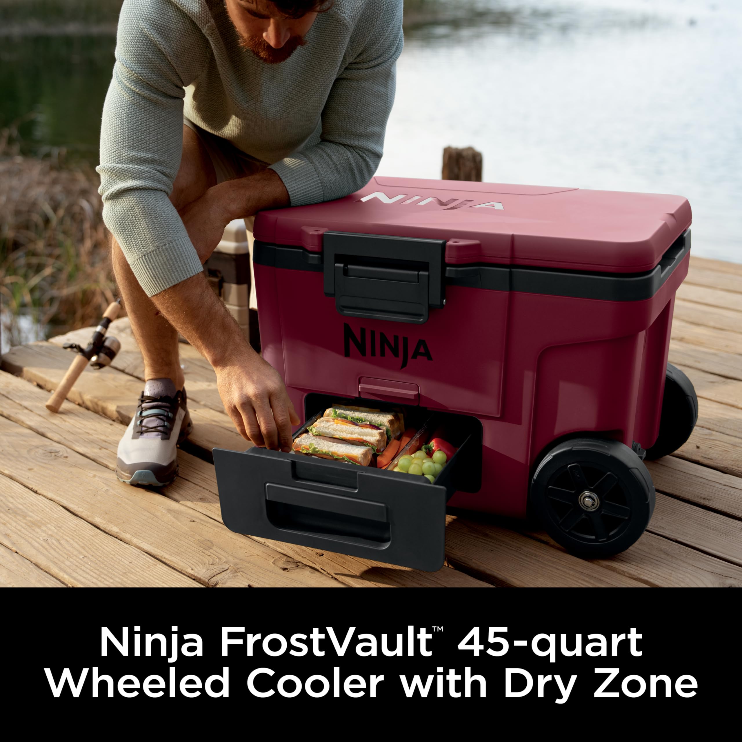 Amazon | Ninja FrostVault 45クォート 車輪付きクーラー ドライゾーン