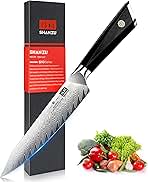 SHAN ZU Damascus Chef Knife 6 inch,67-Layer Japanese Steel 10Cr15CoMoV Kitchen Knife, High Carbon Super Sharp Japanese Chef Knife, All Purpose Professional Kitchen Utility Petty Knives with G10 Handle