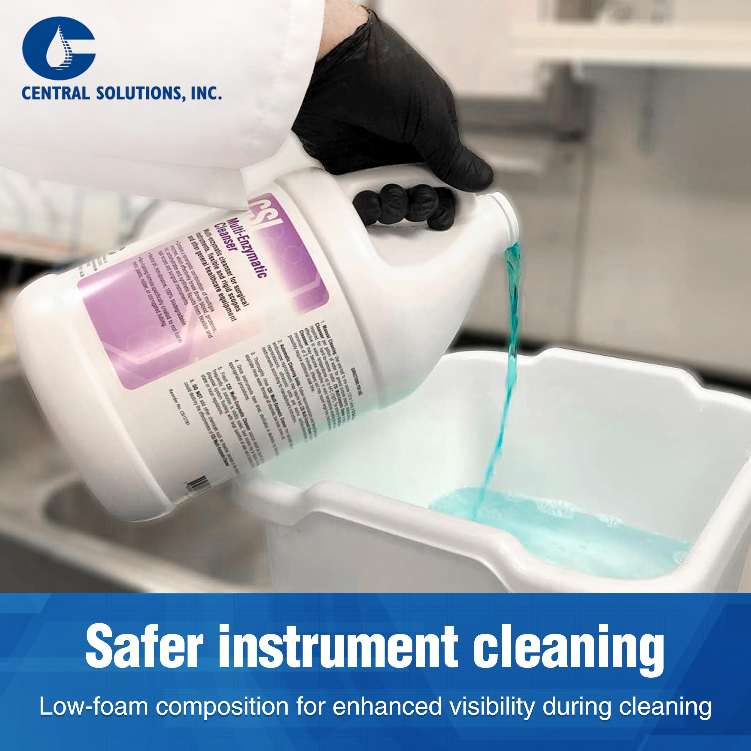 Multienzymatic Liquid Medical Instrument Cleaner Concentrate for Veterinary and Surgical Equipment Presoak and Reprocessing, do użytku z ultrasonicznymi jednostkami i ręcznym czyszczeniem, 1 gal