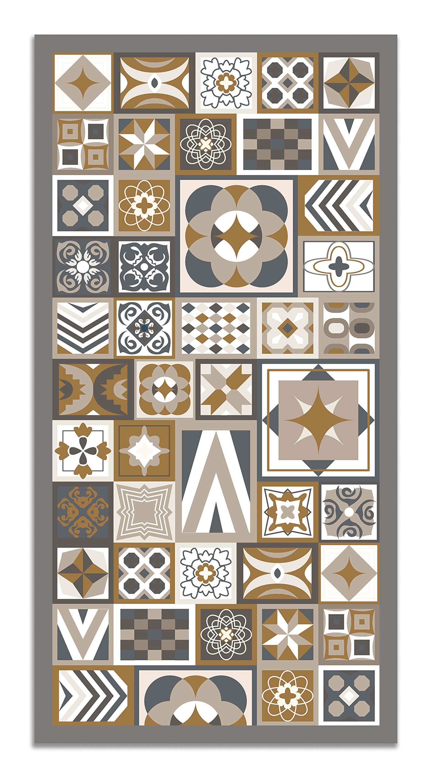 Panorama Alfombra Vinílica - Modelo Estilo Hidráulica Color Naranja 80x150 cm - Varios tamaños - Decoración Hogar, Cocina y Salón