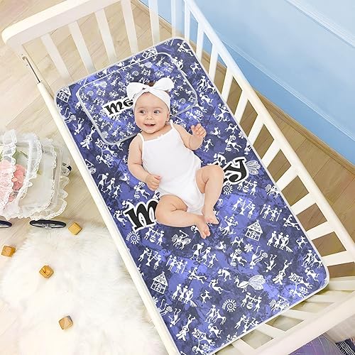 Miniatura 2 de Custom Ancient Tribal Crib Mattress Protector Pad for Boys Girls Baby Ice Silk Mat Bed Baby Mattress Sheets Cooling Mattress Topper for Baby