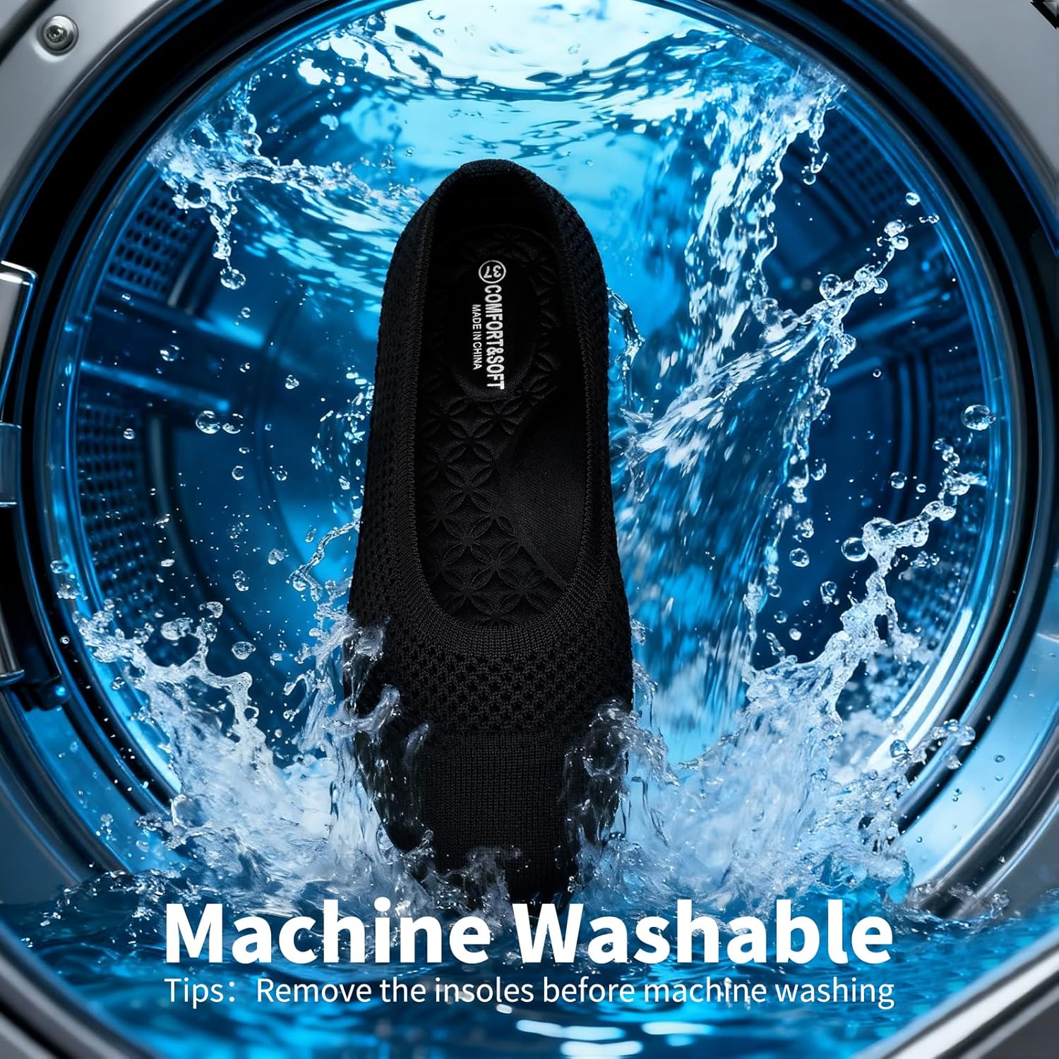 konhill Women’s Ballet Flat Shoes, Round Toe Knit Slip On Ballerina Walking Flats, Lightweight Women Dress Shoes for Work, Travel, Casual, Walking - Image 5