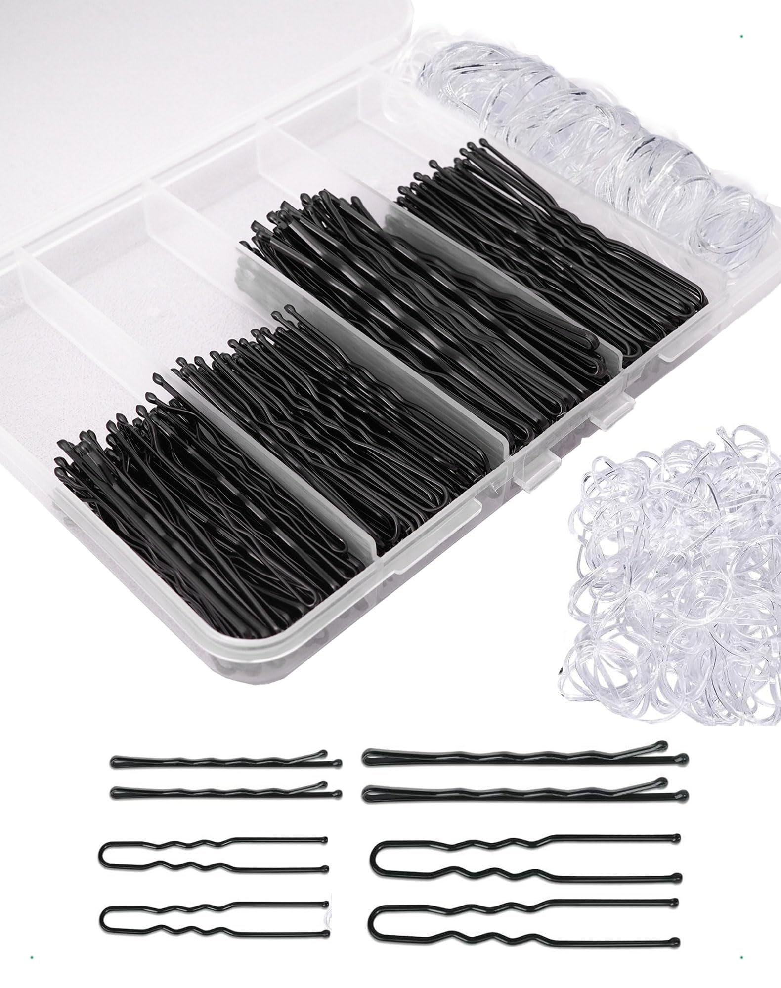 300 piezas de horquillas para mujer, horquillas metálicas, 5 cm, 6 cm, 7 cm, pinzas para moños, accesorios invisibles cabello, tiras transparentes cabello, con caja de almacenamiento, doradas — view 12