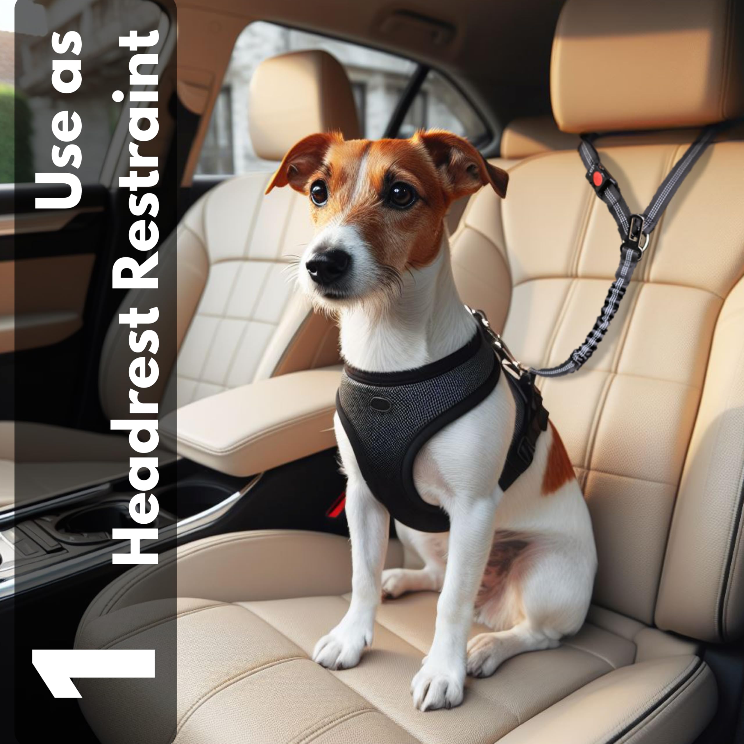 ITSY Pets Dog Seat Belt for Cars, UK Pet Travel Laws Compliant, with Elastic Bungee & Lockable Buckle, Adjustable Straps & Reflective Seat Belt Leash, Heavy-Duty Car Safety Dog Harness - Image 2