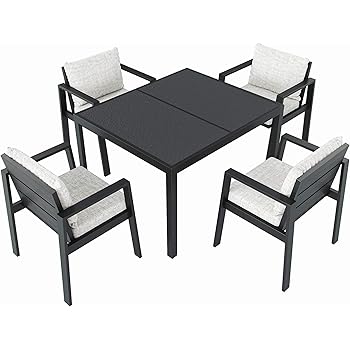 Amazon De Artelia Rosario M Gartenmobel Essgruppe Aluminium 4 Personen Esstisch Set Fur Garten Gartenmobelset Anthrazit
