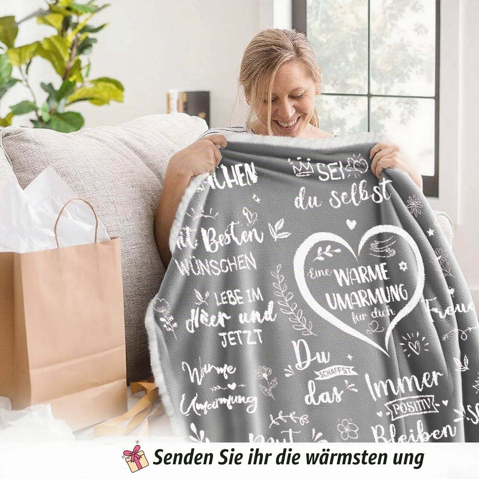 Geschenke für Freundin, Umarmung Decke mit ärmeln Mutmacher Geschenk für Frauen und Beste Freundin, Geschenke für Beste Freundin Frauen Mama Schwester Kollegin zum Weihnachten Geburtstag