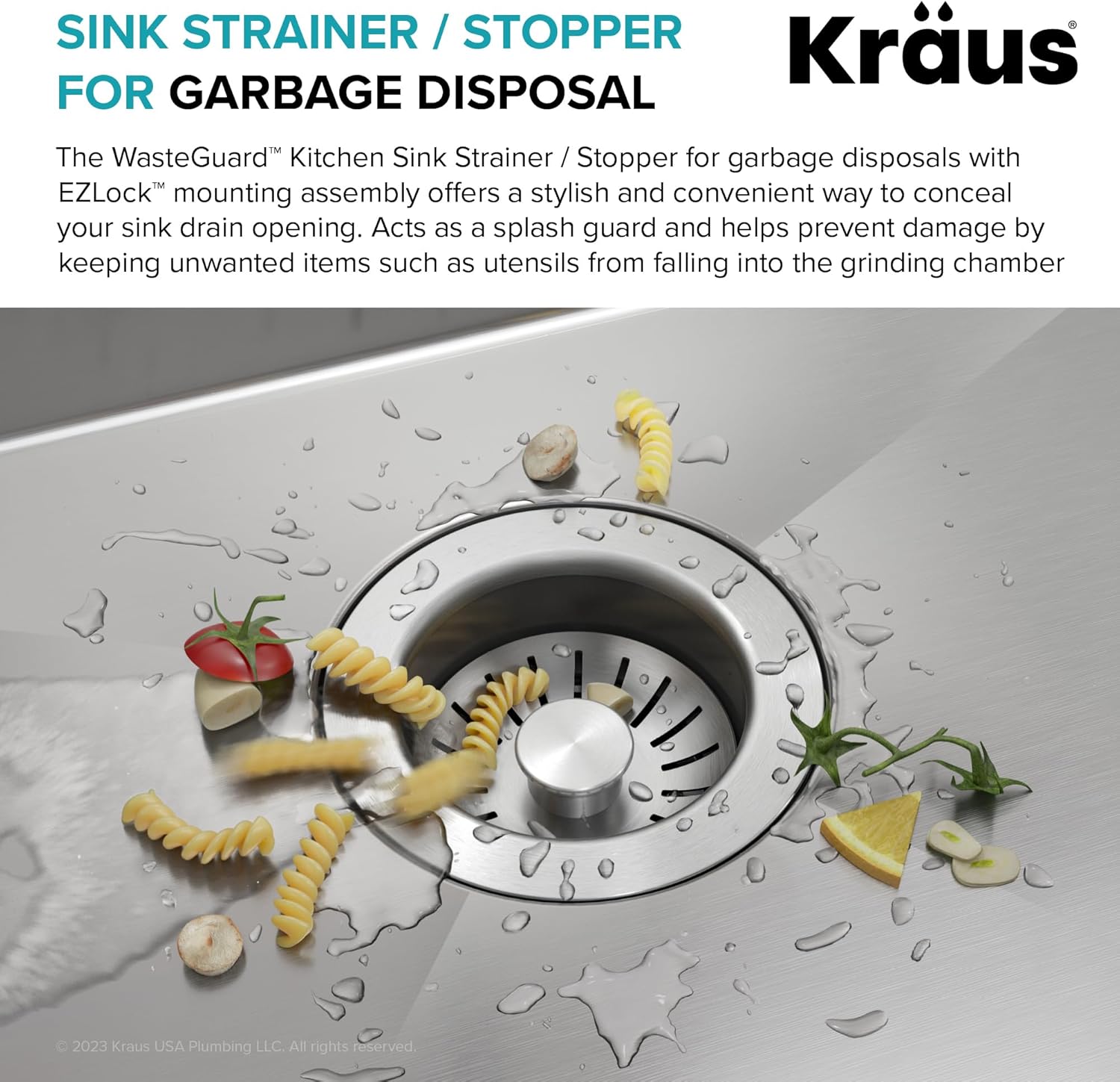 Kraus KHU1003010075MB 30 Inch Undermount Single Bowl Kitchen Sink with  WasteGuard™ Garbage Disposal, TRU16 Gauge Stainless Steel, Rust-Resistant  Finish, and NoiseDefend™ Technology KRAUS WasteGuard キッチンシンクストレーナー/ストッパー ごみ処理用 EZLock取り付けアセンブリ付き GDC-2