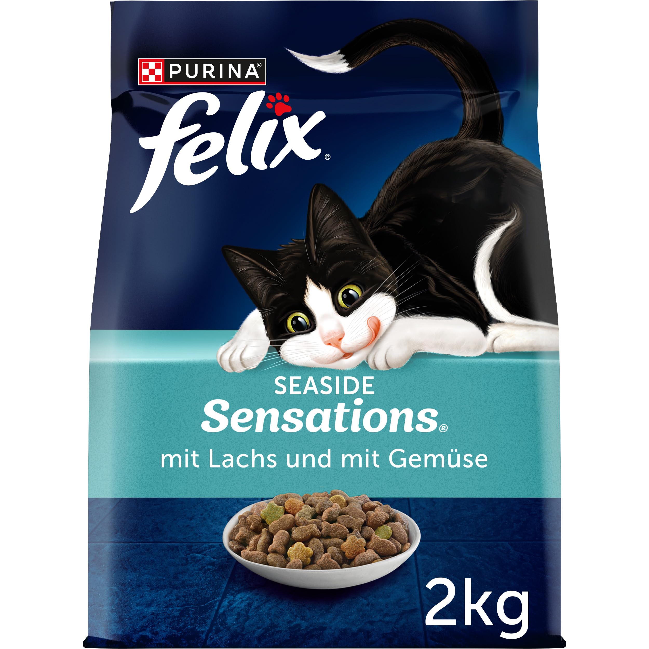 Felix Seaside Sensations Katzenfutter trocken, mit Lachs und Gemüse, 6er Pack (6 x 2kg)