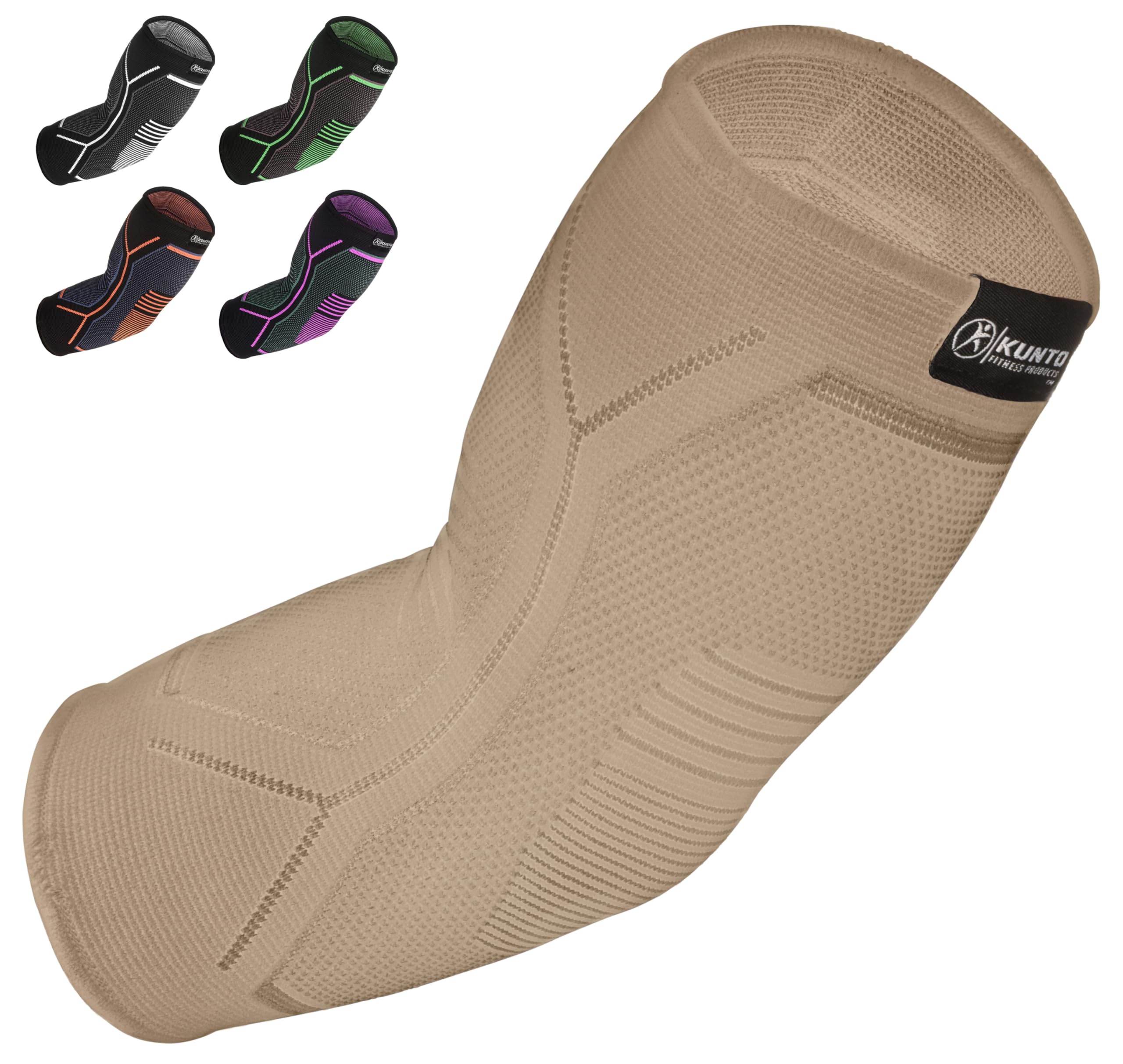 Kunto Fitness Elbow Brace Compression Support Sleeve (Shipped From USA) for Tendonitis, Tennis Elbow, Golf Elbow Treatment - Reduce Joint Pain During Any Activity!