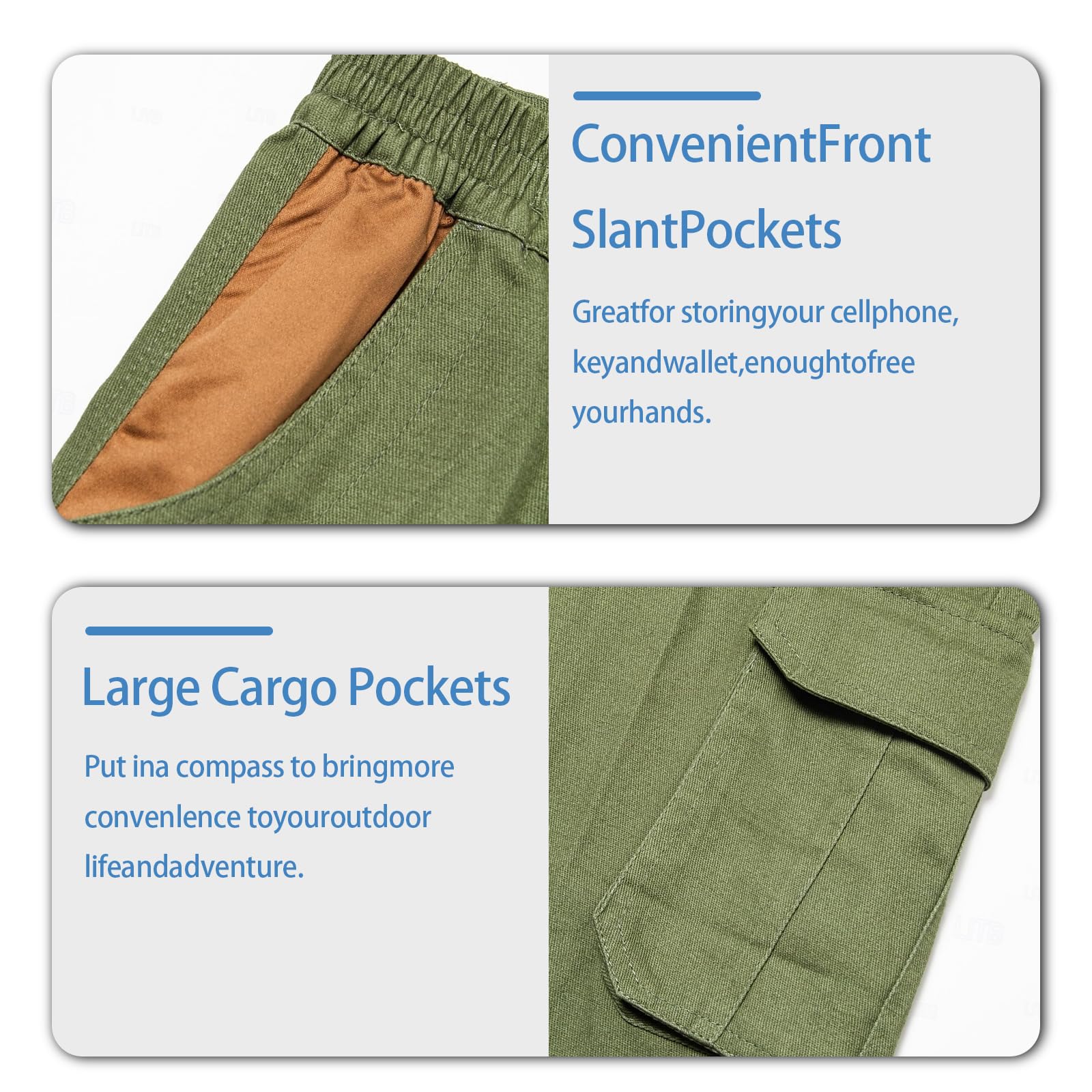 Pantaloncini Jeans Imitazione da Uomo Estivi Cargo Bermuda Larghi Senza Cintura Elasticizzati Shorts Sportivi Casual Pantalone Leggero Multi Tasche Pantaloni Chino