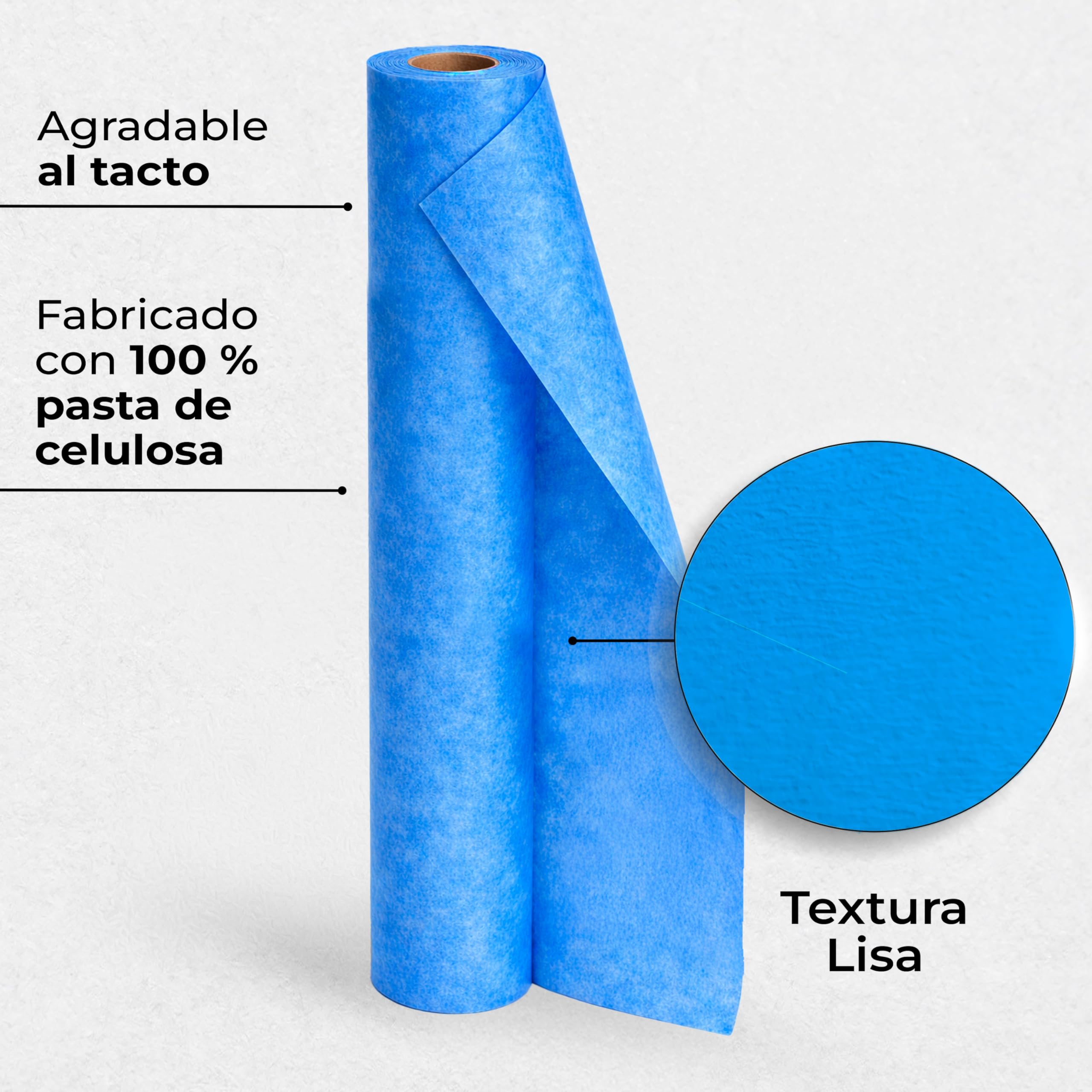 Papel Camilla Parafinado Antigoteo Azul | 60 cm x 70 m (6 Rollos Sin Precorte)