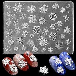 Nail Art Silicone Mold 3D Snowflake Decoration Resin Mold Mix Shape 43 Cavity Christmas Crystal Flower Embossed Stencils Epoxy Resin Mold DIY Nail Art Nail Charms Carve Mold Acrylic Nail Craft