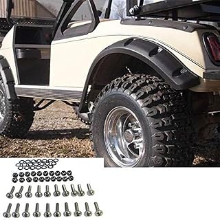 Huskey 4PCS Club Car DS Fender Flares W/Stainless Steel Hardware For 1993 & Up G&E Models,3-4 Inches Wide, Constructed of Impact-Resistant ABS plastic,for Lifted Golf Cart with Offroad Tires