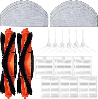 Replacement Kit Accessories Compatible with Xiaomi Robot Vacuum S20/D106 Parts 2 Main brush 6 Side brushes 6 HEPA Filter 6 Mop Cloth20 pcs