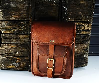 Satchel And Fable Leather I Pad Messenger Tablet Cross Body Shoulder Bag 11 Inch dark brown