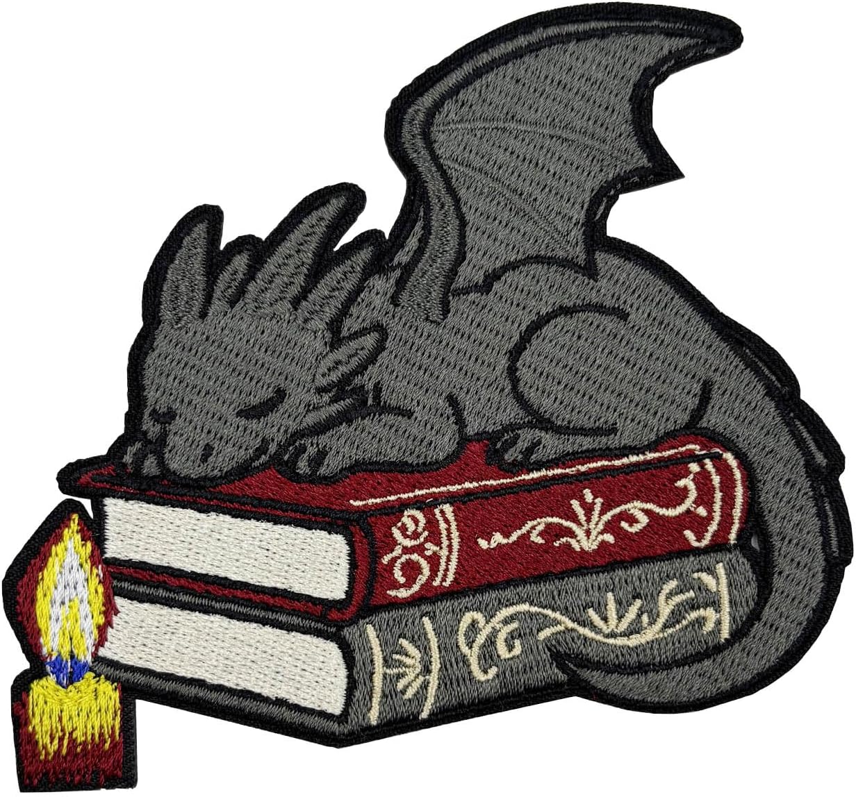 3.5'' Book Dragon Fantasy Bookish Embroidered Iron On Patch for Shirts Hoodies Backpacks Hats Embroidered Iron On Patch