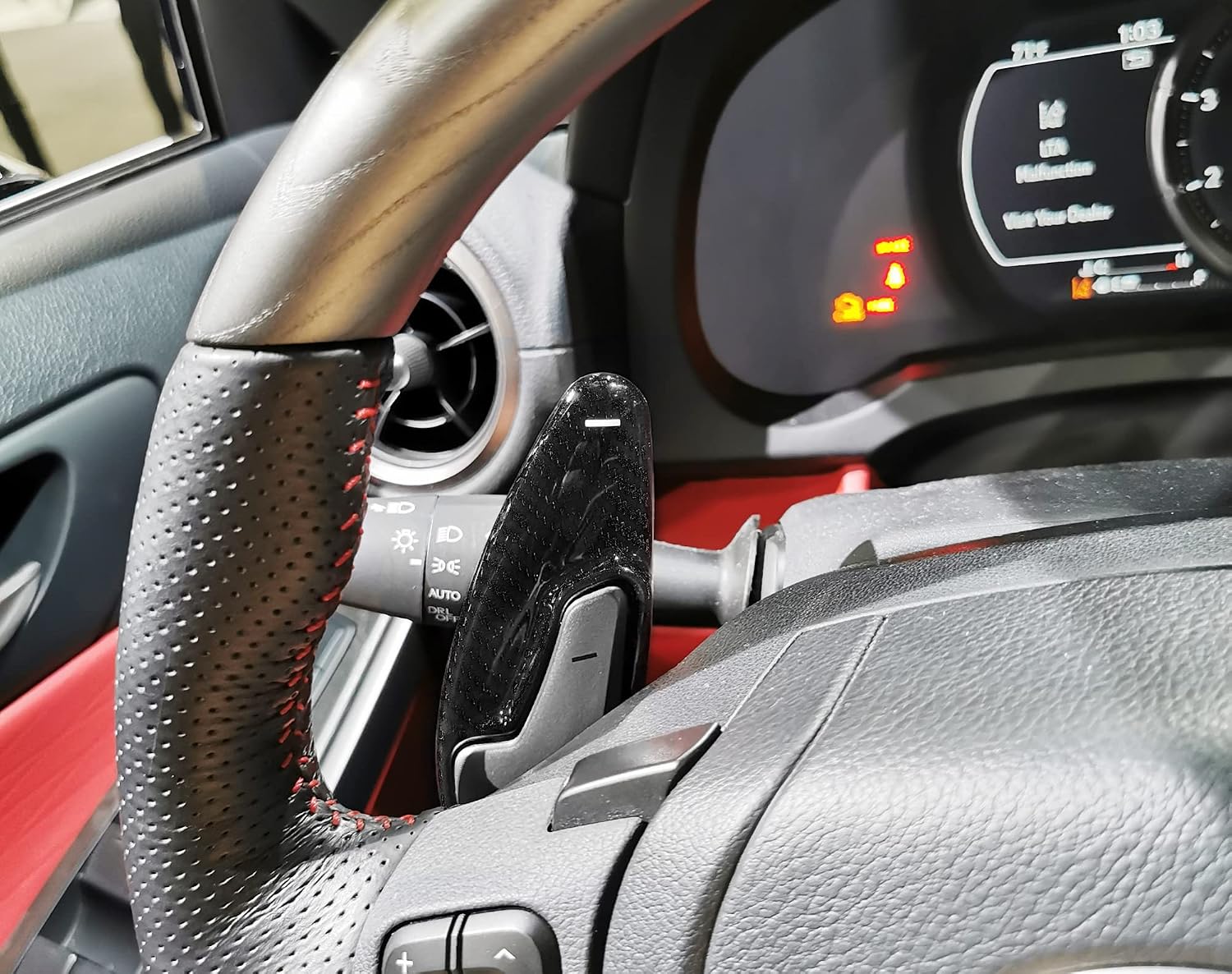 iJDMTOY High Gloss Black Genuine Carbon Fiber Large Paddle Extensions Compatible with Lexus Lexus RC is NX CT