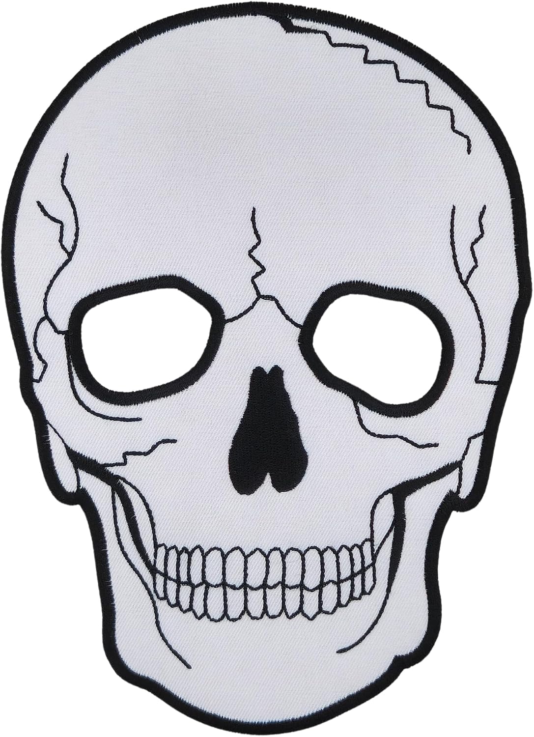 Skull White Back Patch Large Iron-On Patch Size 15.5 x 21.0 cm