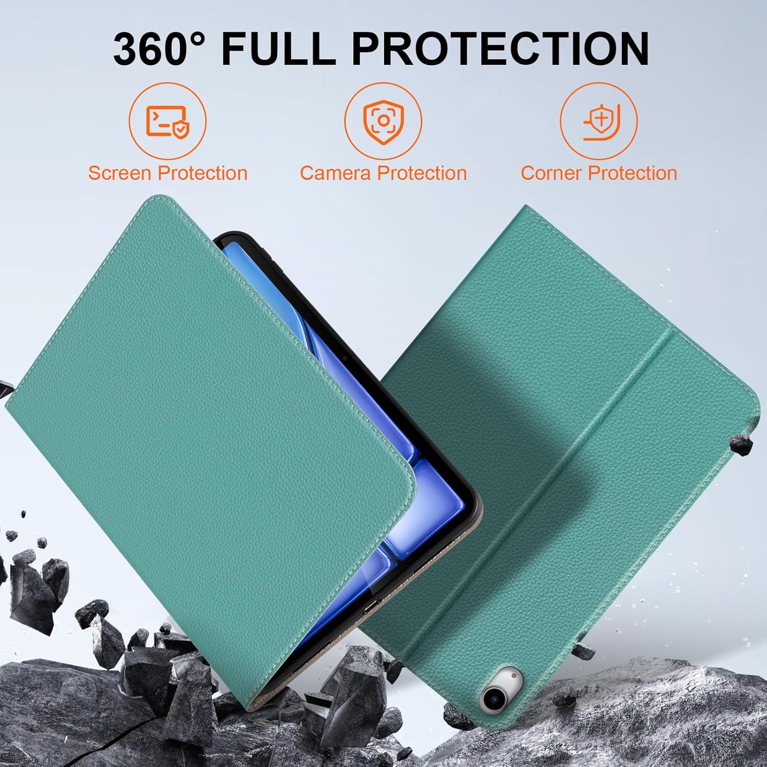 Leather Case for iPad Air 11" M4/M3/M2 (2026/2025/2024) & 10.9" 5th/4th Gen (2020/2022),Protective Shockproof Smart Cover Adjustable Stand - Auto Wake/Sleep and Multiple View Angles,Light Blue