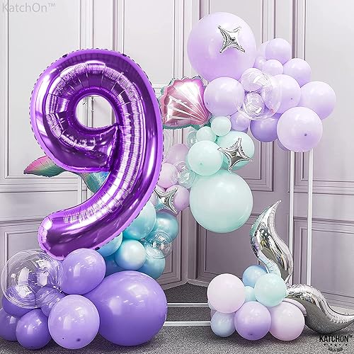 Miniatura 5 de KatchOn, Globo morado gigante del número 9 de 40 pulgadas  Globo de aluminio de cumpleaños 9 para decoraciones de cumpleaños 9  Decoración de 9