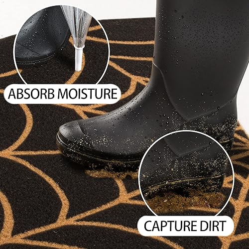 Miniatura 6 de Spider-Web Felpudo de bienvenida al aire libre, entrada, tapete de medio círculo, tapete antideslizante de fibra de coco artificial, decoración de