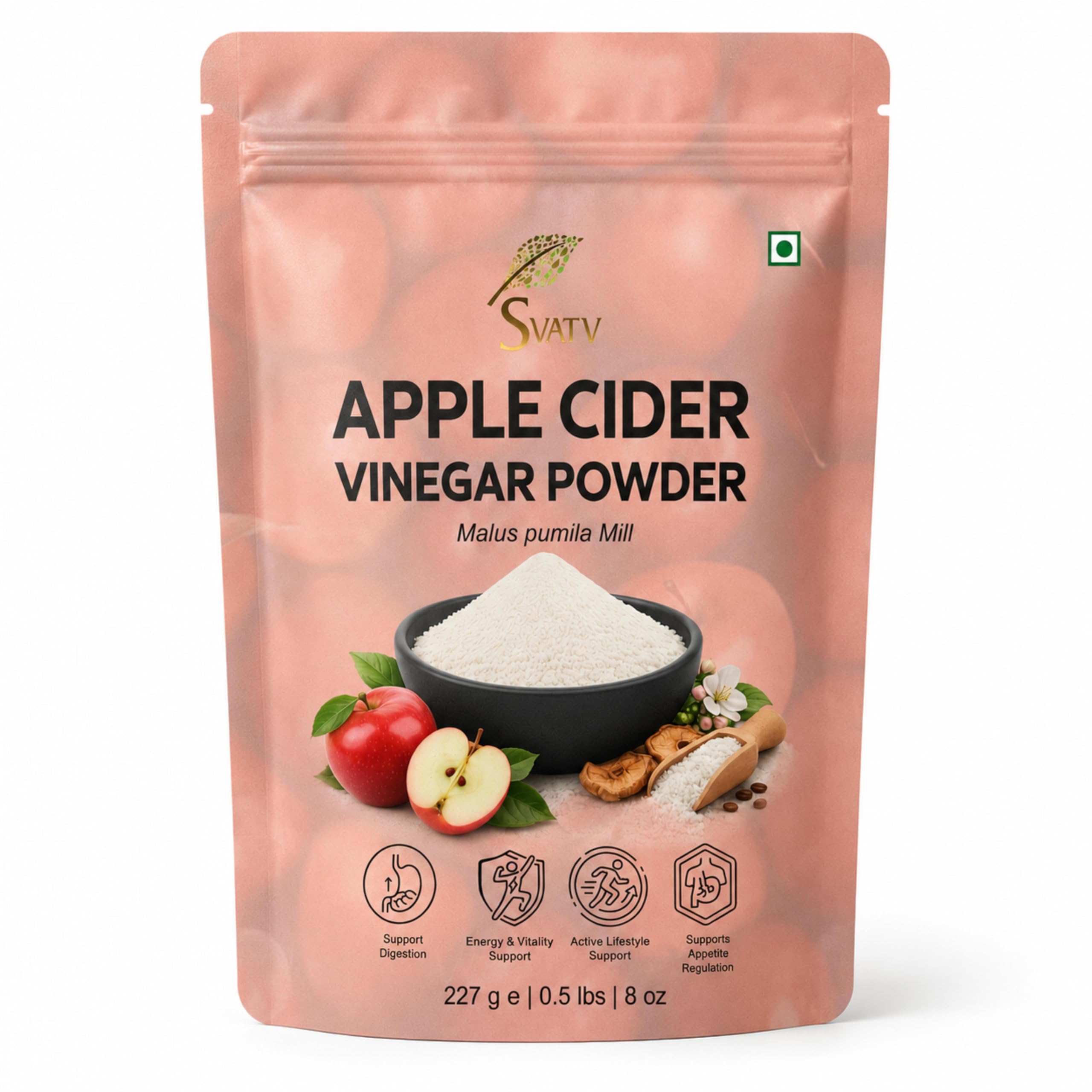 SVATV Vinagre de sidra de manzana natural en polvo 227g Sin gluten 75 porciones