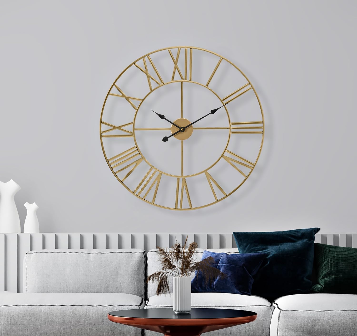 Sorbus Large Wall Clock for Living Room Decor - 24 inch Big Wall Clock Decorative - Battery Operated - Roman Numeral Analog Large Clock for Bedroom, Room, Home, Kitchen, Office, Wall Decor (Gold)