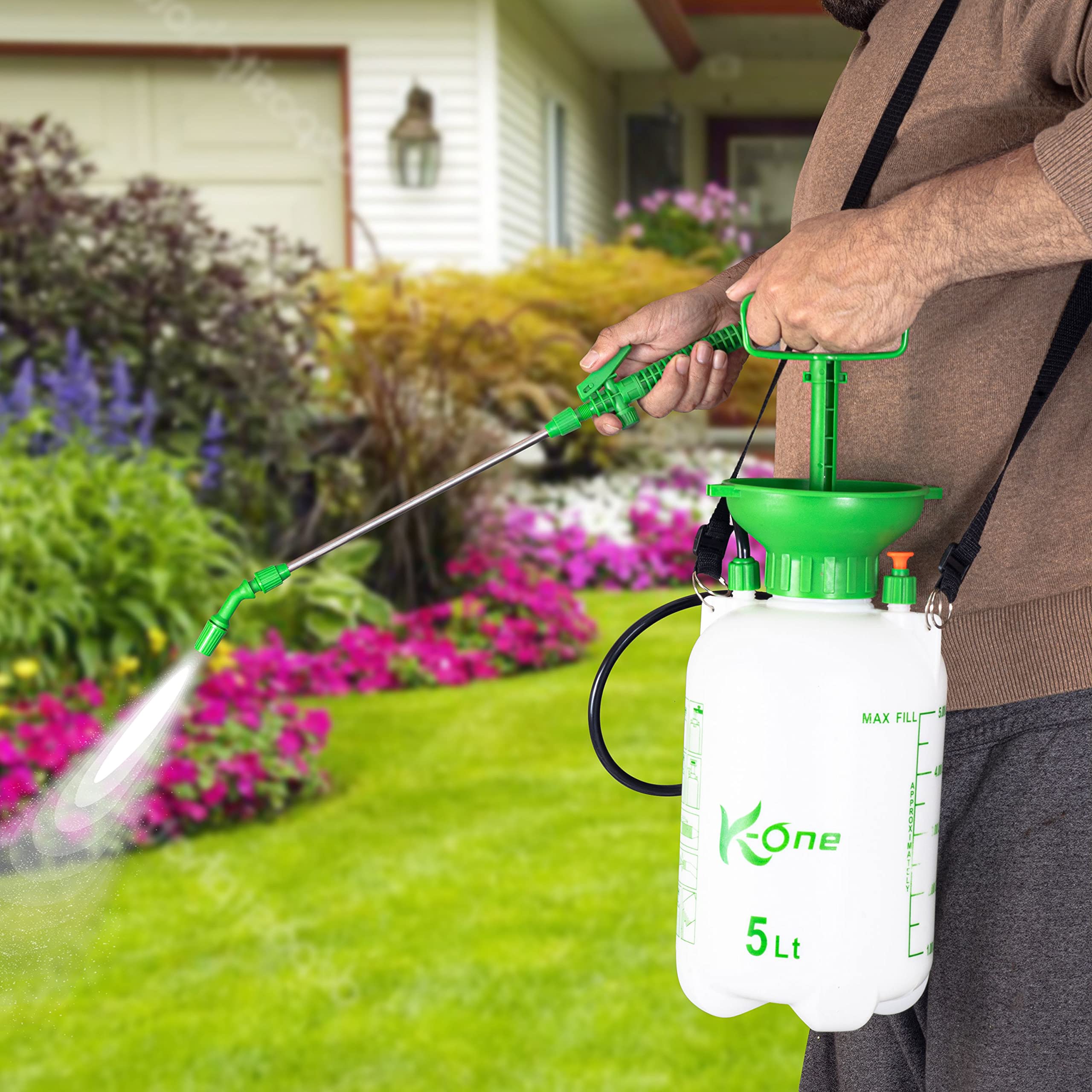 KOne 5L Garden Pump Action Pressure Sprayer For Water Fertilizers
