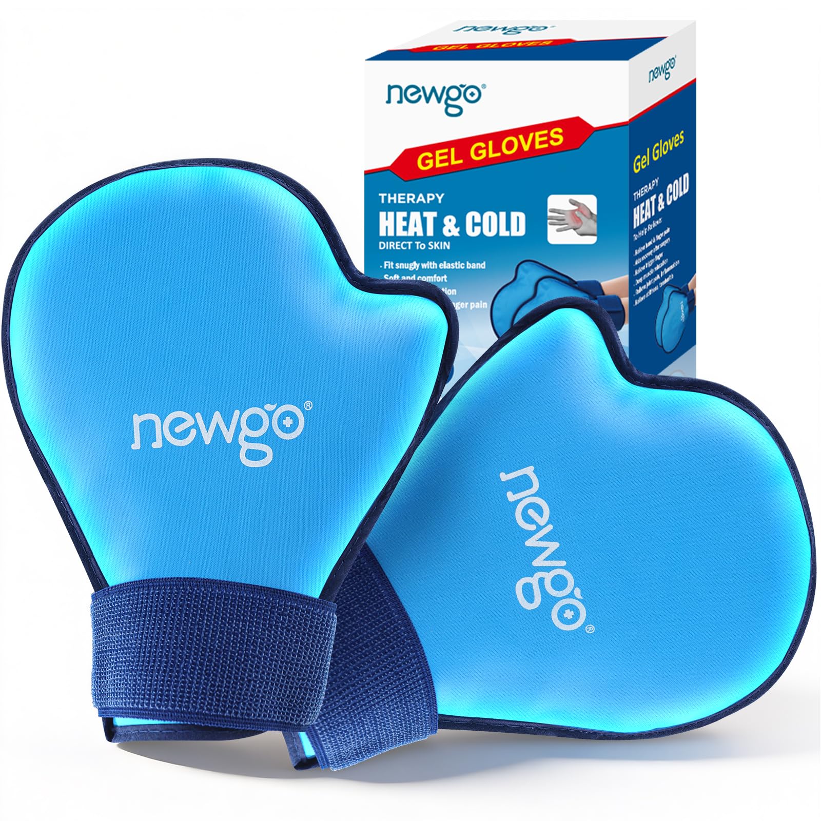 NEWGO Hand Ice Packs Ice Gloves Hot Cold Therapy Full Coverage Ice Packs for Wrist, Hands, Finger (Light Blue)