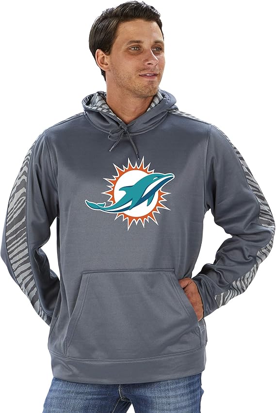 Zubaz Officially Licensed NFL Men's Pullover Hoodie, Gray