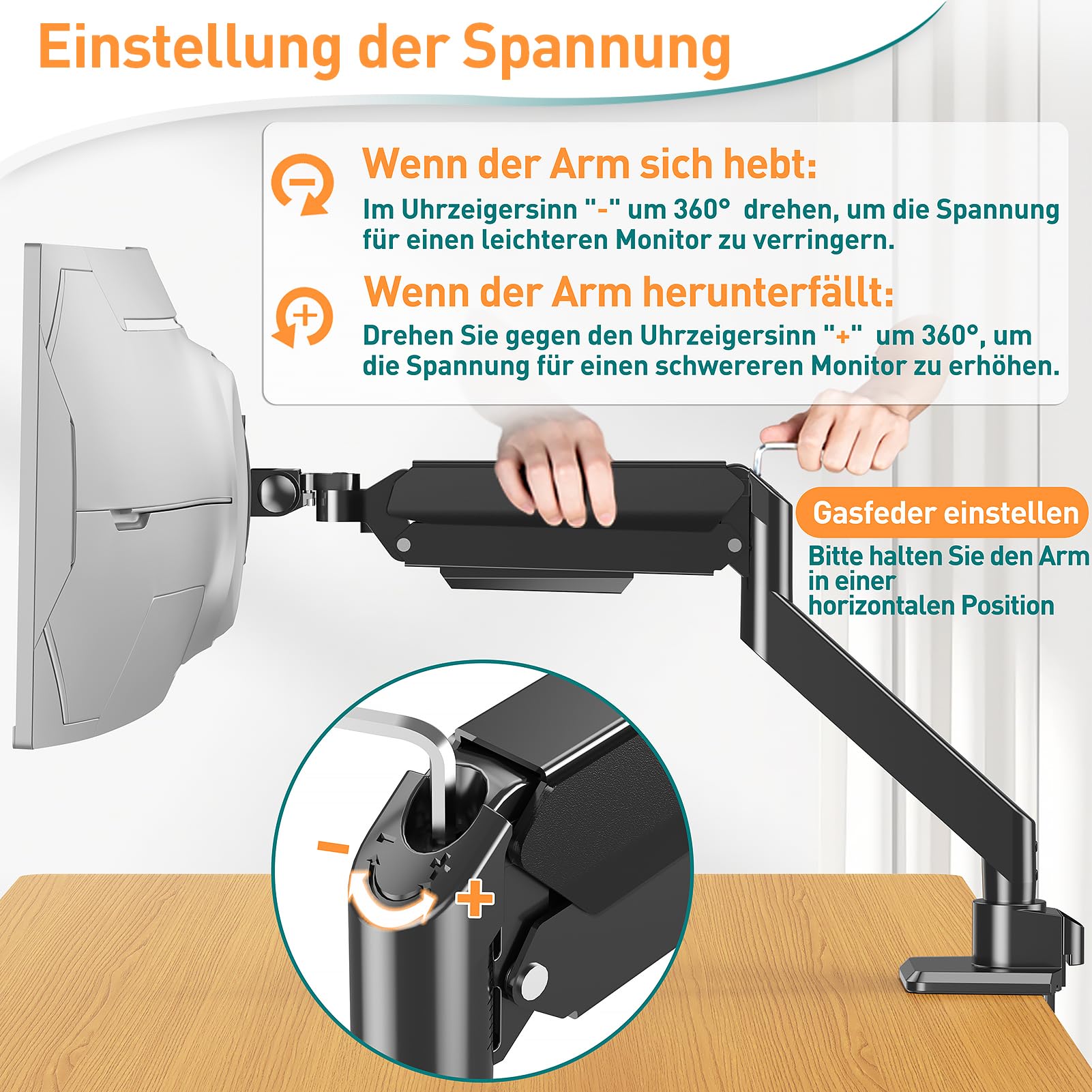 ELIVED Ultrawide Monitor Arm für Max 49 Zoll Bildschirm hält 2-20KG
