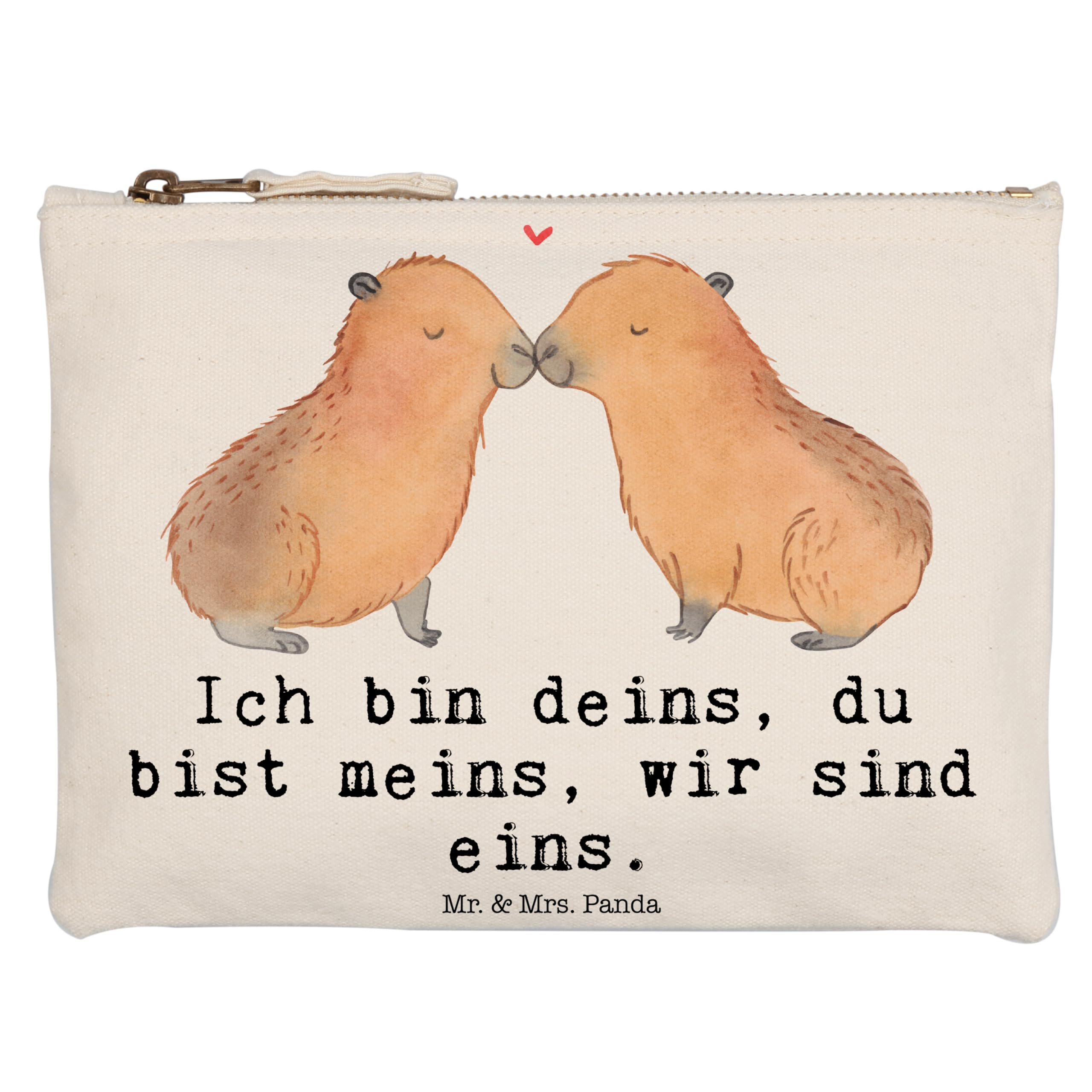 Mr. & Mrs. Panda Kulturbeutel Capybara Liebe Grösse XL Große - Geschenk, Pouch, Mäppchen, kosmetiktäschchen, Liebesspruch, Kulturtasche, Tiermotive, Geschenkidee, Paar, Valentinstag, Kosmetiktasche