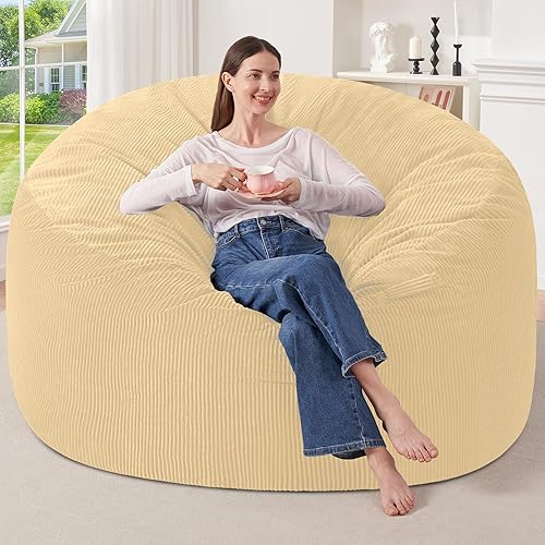 Miniatura 24 de HABUTWAY Silla Puf de 4 Pies, Sillas Puf Gigantes para Adultos, Sillas Puf Grandes con Relleno de Espuma Viscoelástica, Sillas Puf Grandes con Funda