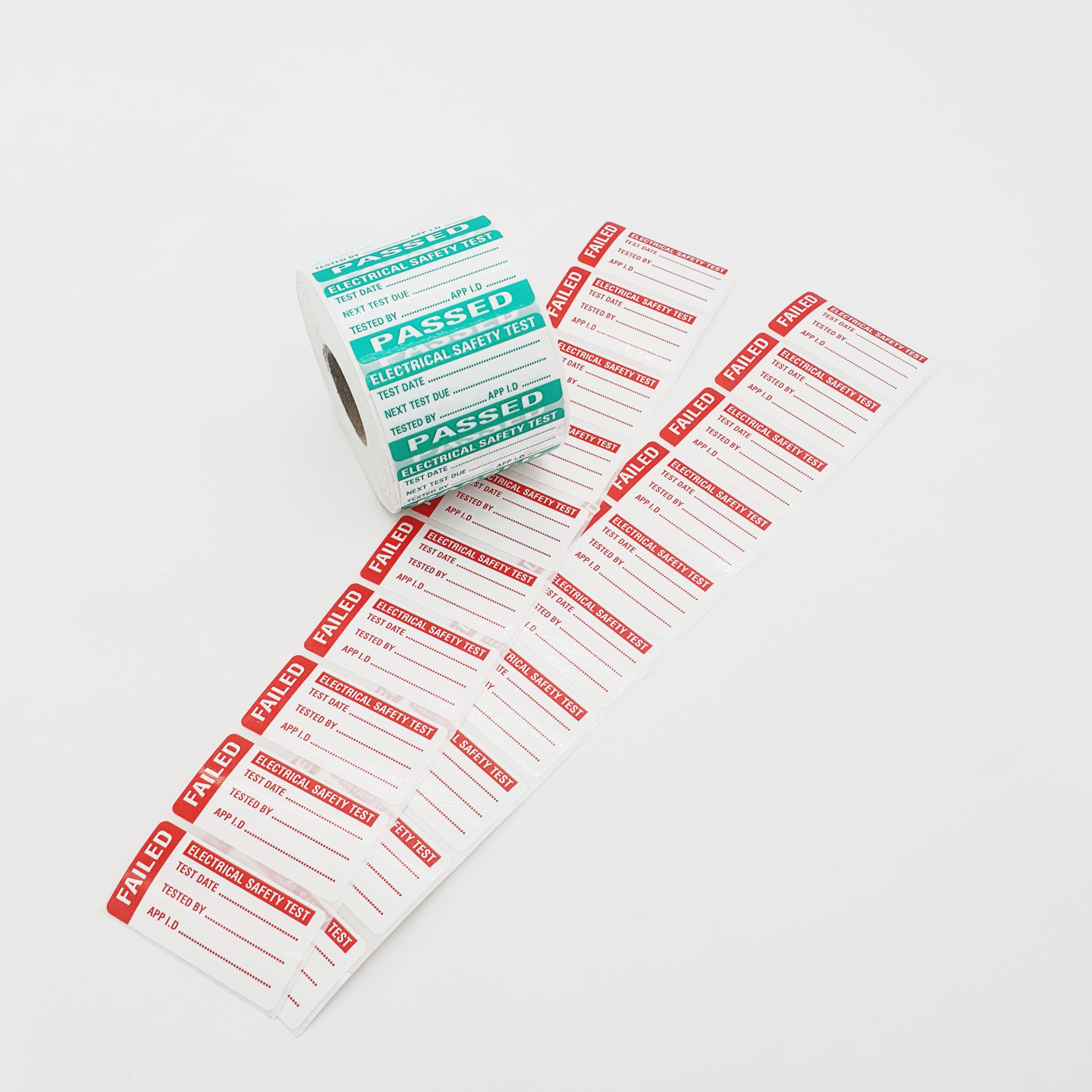 1,000 - PAT Testing - Passed Stickers - PP Durable Tear Proof Labels. 50mm x 25mm with 20 **Free** Failed Labels.