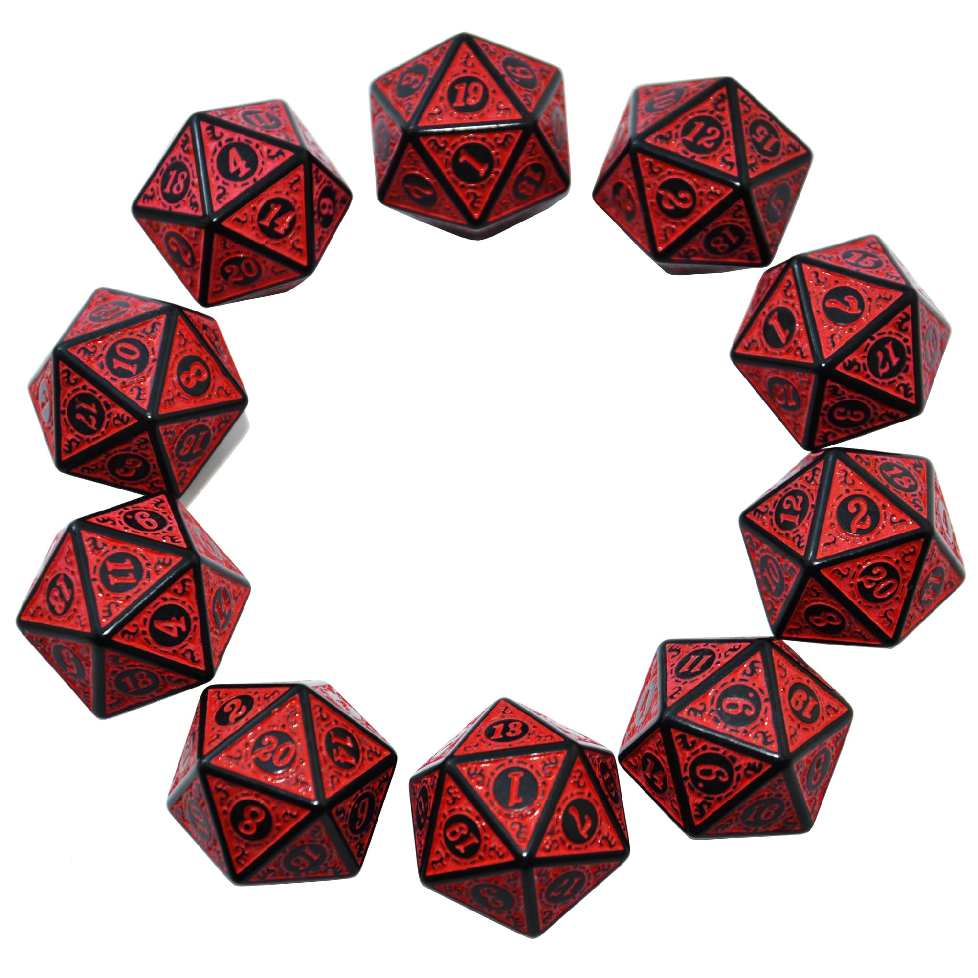 SmartDealsPro 10-Pack Retro 26mm Large 20 Sided Dice D20 Polyhedral Dice for DND RPG MTG Table Game(Retro Red)