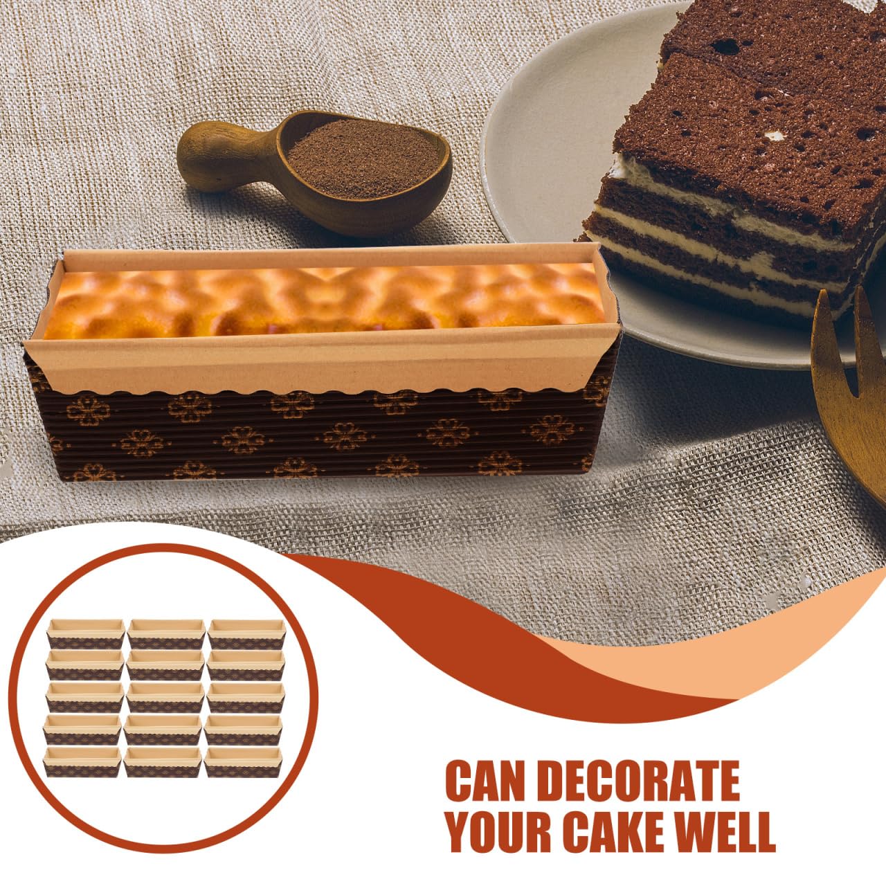 Uonlytech 25 pièces Moules Cake Jetables Papier Kraft Épais Résistant Haute Température pour Pâtisserie Cuisson Gâteau Barquettes Four Multifonctionnelles Maison