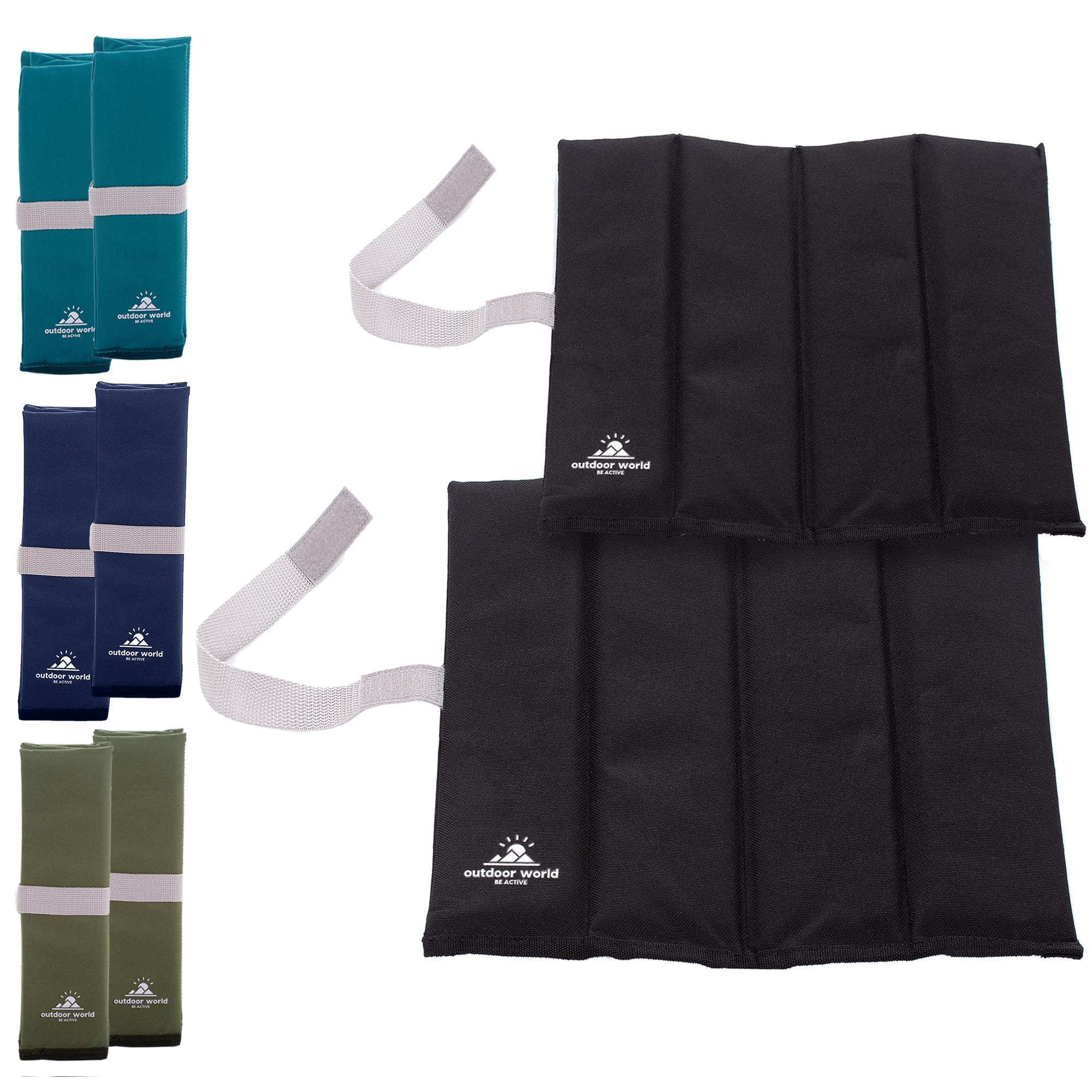 2 x Outdoor World Folding Sit Mats – Lightweight Waterproof Foam Seat Pad for Camping, Hiking, Festivals & Picnics – Compact Foldable Cushion for Outdoor, Stadiums & Garden Use (Black x 2)