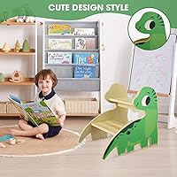 Vista 6 de Taburete para niños pequeños, taburete de madera de 2 escalones para niños pequeños con base antideslizante, bonito diseño impreso, taburete