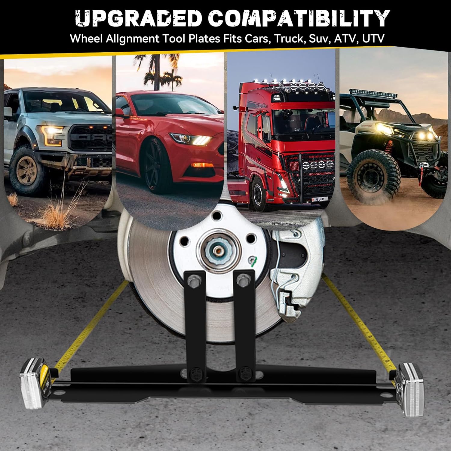 Upgraded Heavy-Duty Steel Wheel Alignment Tool Kit, Collapsible Toe Alignment Tool Plates for Car/Trucks/SUVs, Enhanced Compatibility 2 Tool Plate, 2 Tape Measures.