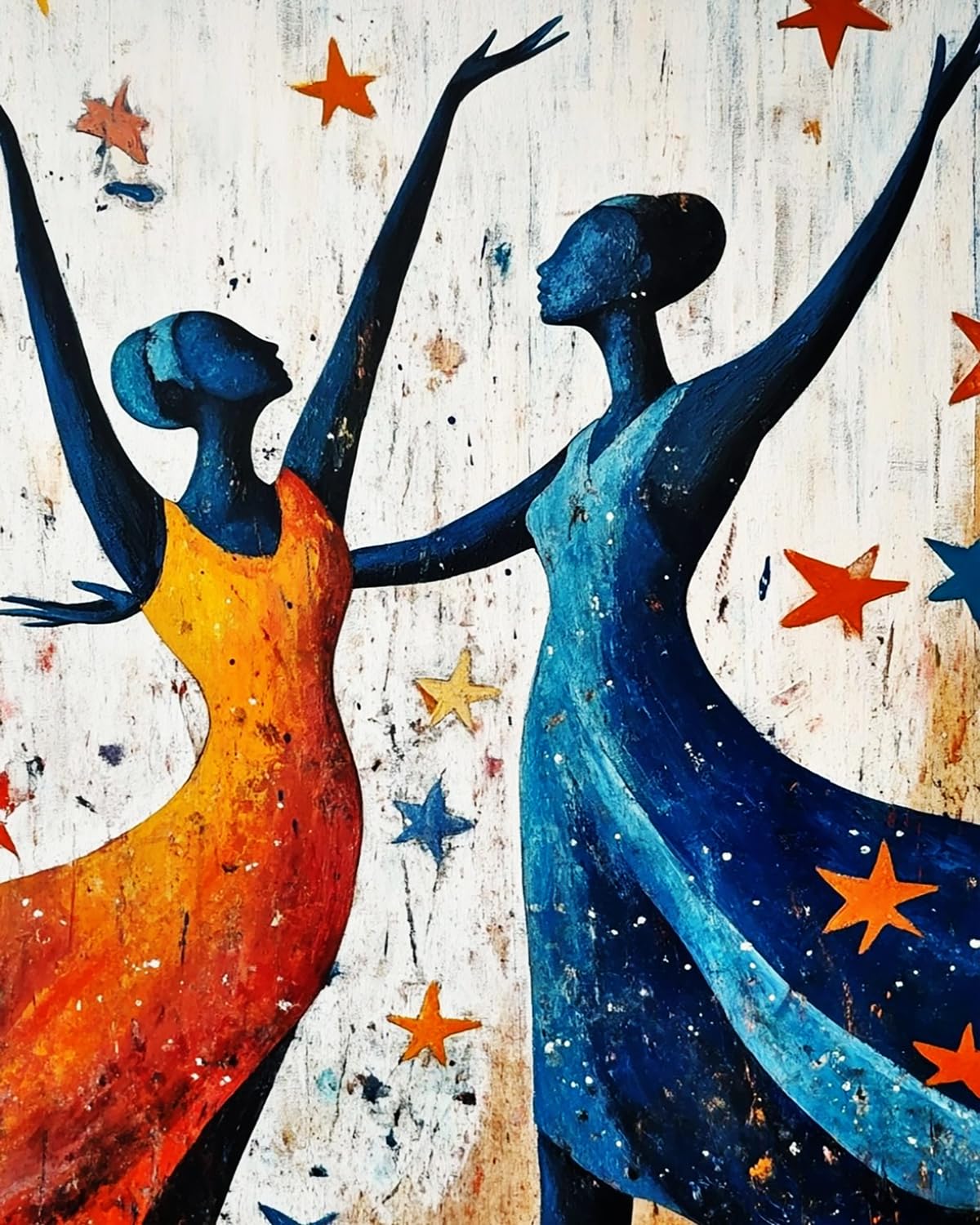 Liubaishi Multicolour Paint By Numbers For Adults, Star Dance Twin Beauties, 16X20 Inch Acrylic Canvas Kit With 3 Brushes