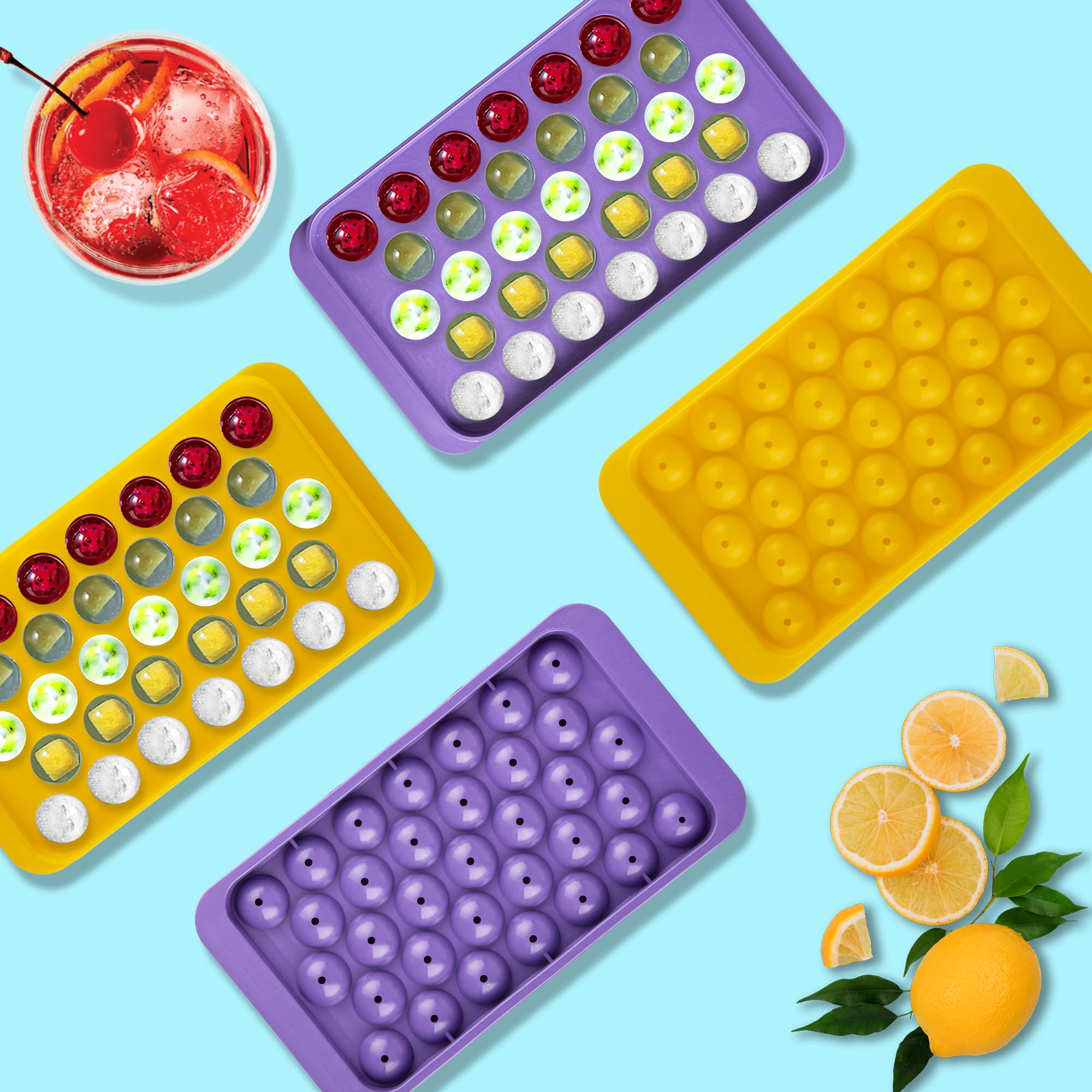 milano home Büyük Küre Buz Kalıbı 33 Adet Buz - Yuvarlak buz kalıbı, Shot Bardağı Buz Kalıbı, Bardak Buz Kalıbı, Buz Kabı, Buzluk Kabı (1, Pembe, 33 PCS)