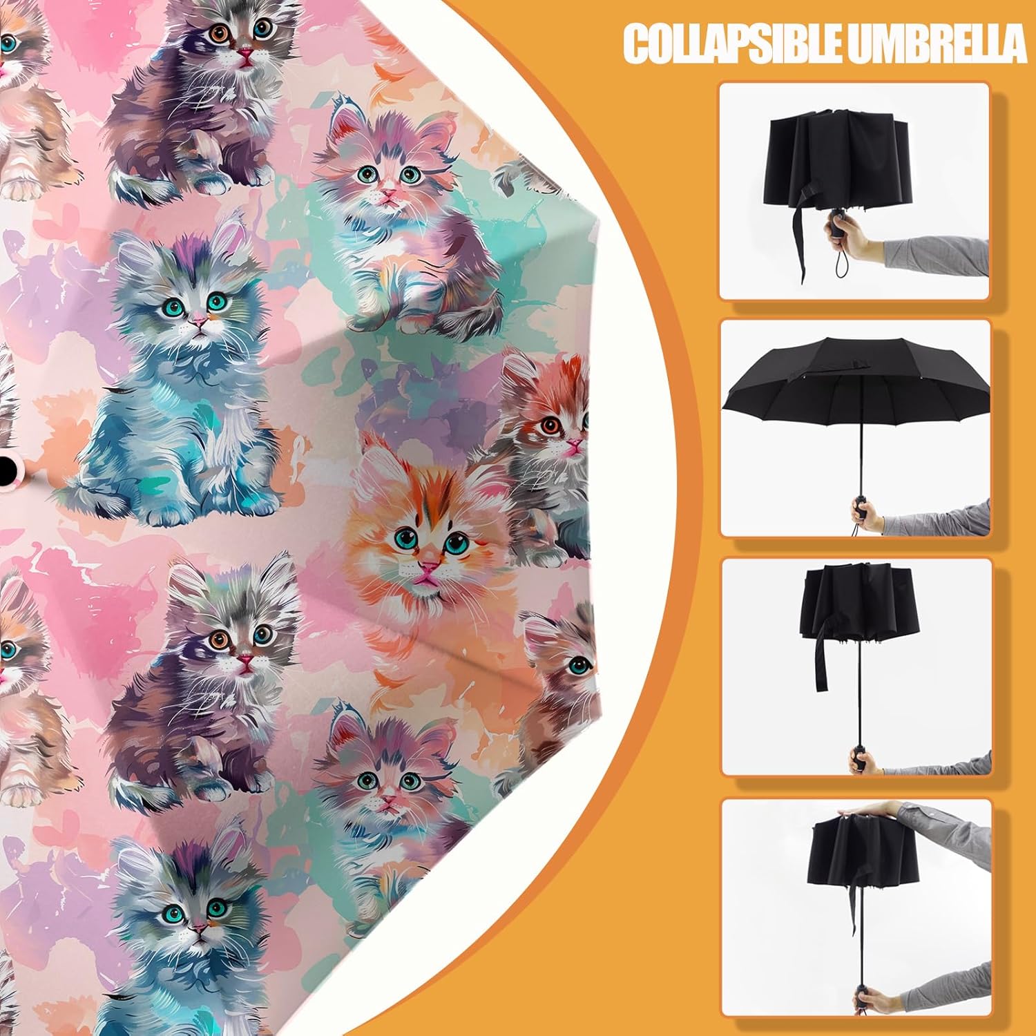 Small Compact Travel Automatic Folding Umbrella for Women, Portable Lightweight, Rain, Wind, UV Sun Shade