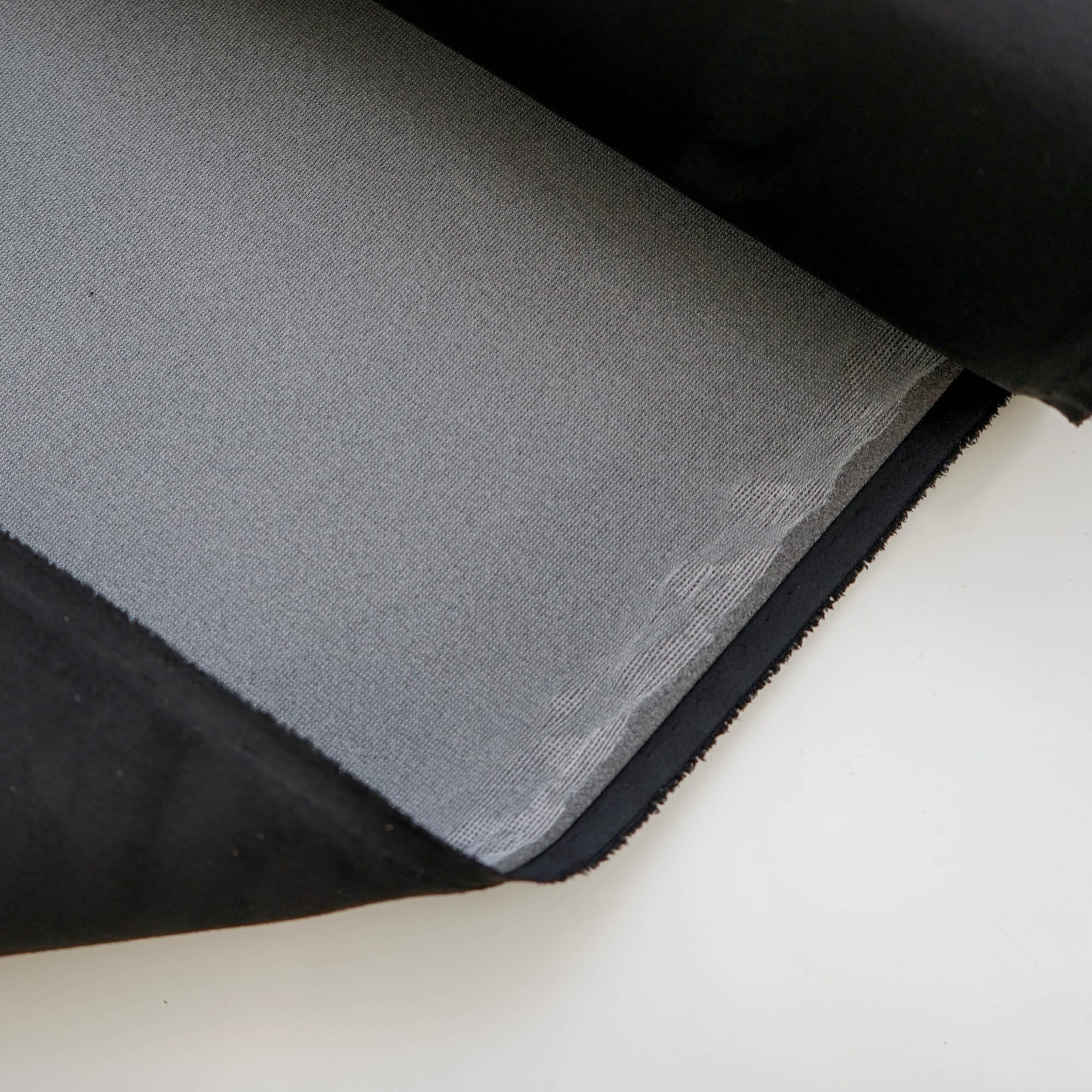 Tissu en daim élasthanne extensible de style alcantara noir 3 mm – Parfait pour garniture et intérieur de voiture, van et camping-car – Vendu au mètre