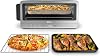 Combo freidora de aire y horno tostador Ninja | Funcionalidad 8 en 1 | Se pliega hacia arriba para ahorrar espacio | Incluye cesta para freír, bandeja, rejilla y bandeja recogemigas removible | 1800 vatios | Acero inoxidable | SP151 1