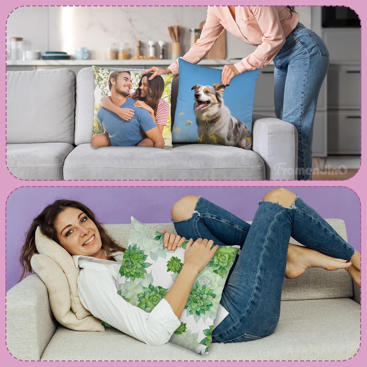 Framendino, 15 Pack Sublimation Blanks Pillow Cases 15.7x15.7 Inch White Cushion Covers with Invisible Zipper for DIY Heat Transfer